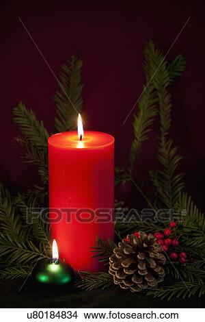 USA California, Fairfax, christmas still life with candle View Large Photo Image Picture - USA California, Fairfax, christmas still life with candle. Fotosearch