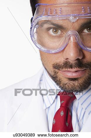 USA, California, Fairfax, Portrait of scientist wearing protective glasses View Large Photo Image Stock Photo - USA, California, Fairfax, Portrait of scientist wearing protective glasses. Fotosearch