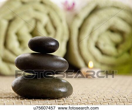 USA, California, Fairfax, Stacked stones at health spa View Large Photo Image Stock Photo - USA, California, Fairfax, Stacked stones at health spa. Fotosearch
