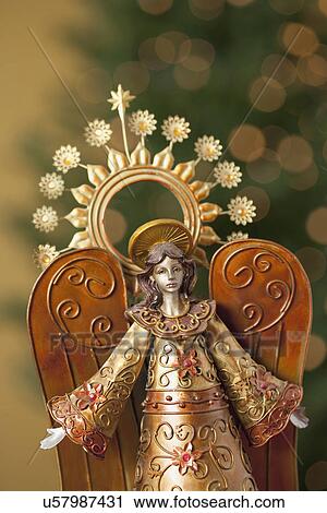 Stock Image - USA, California, La Quinta, Christmas angel figurine. Fotosearch