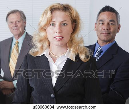 Picture - USA California, Larkspur, Portrait of three businesspeople. Fotosearch