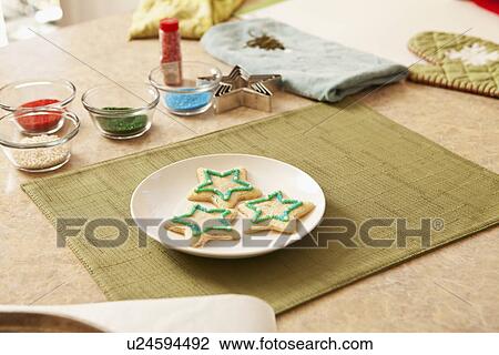 USA, California, Lawndale, Christmas cookies on plate View Large Photo Image Stock Image - USA, California, Lawndale, Christmas cookies on plate. Fotosearch