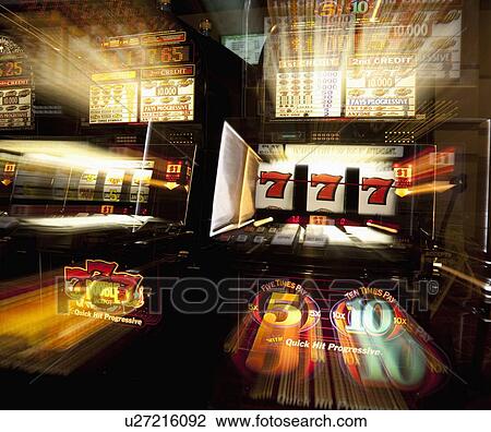 Stock Image - USA, California, Stockton, Slot machines in casino. Fotosearch