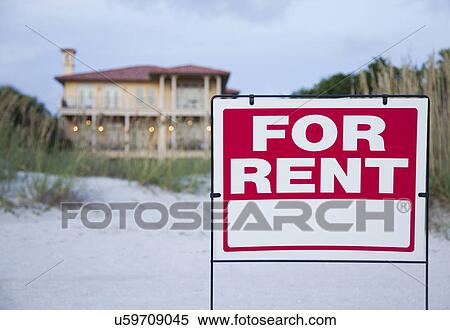 Stock Photography - USA, Florida, Pass a Grille, for rent sign. Fotosearch