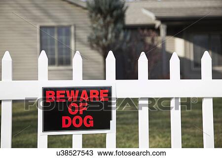 Stock Image - USA, Illinois, Metamora, Beware of dog sign. Fotosearch