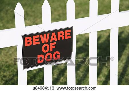 Stock Image - USA, Illinois, Metamora, Beware of dog sign on sign. Fotosearch