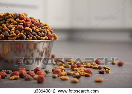 Stock Image - USA, Illinois, Metamora, Bowl filled with pet food. Fotosearch