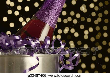 Stock Photograph - USA, Illinois, Metamora, Champagne bottle. Fotosearch