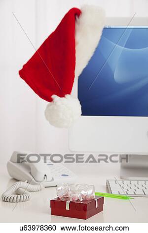 Stock Image - USA, Illinois, Metamora, Christmas decoration in office. Fotosearch