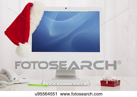 Stock Image - USA, Illinois, Metamora, Christmas decoration in office. Fotosearch
