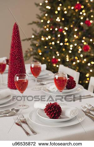 USA, Illinois, Metamora, Christmas table View Large Photo Image Stock Image - USA, Illinois, Metamora, Christmas table. Fotosearch