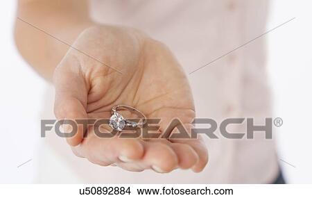 USA, Illinois, Metamora, Close-up of woman's hand holding engagement ring View Large Photo Image Picture - USA, Illinois, Metamora, Close-up of woman's hand holding engagement ring. Fotosearch