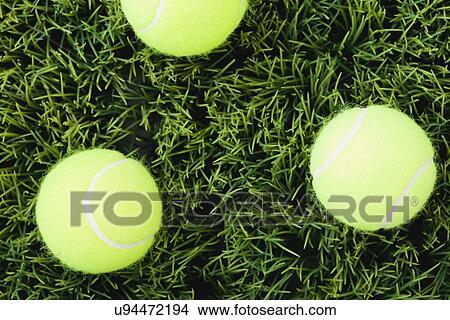 USA, Illinois, Metamora, Close up of tennis balls on grass court View Large Photo Image Picture - USA, Illinois, Metamora, Close up of tennis balls on grass court. Fotosearch