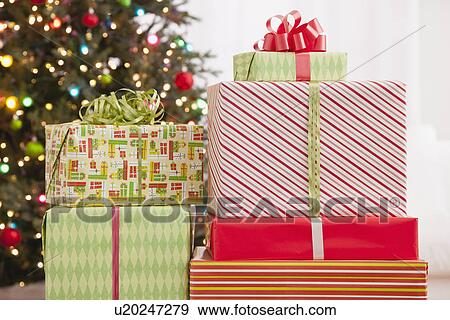 USA, Illinois, Metamora, Close up of Christmas presents View Large Photo Image Stock Photo - USA, Illinois, Metamora, Close up of Christmas presents. Fotosearch