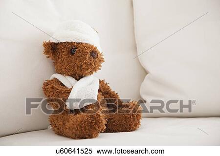 USA, Illinois, Metamora, Close up of teddy bear wrapped in bandages View Large Photo Image Stock Photography - USA, Illinois, Metamora, Close up of teddy bear wrapped in bandages . Fotosearch
