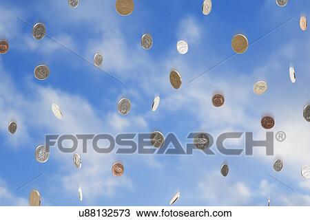 USA, Illinois, Metamora, Coins falling from sky View Large Photo Image Stock Image - USA, Illinois, Metamora, Coins falling from sky. Fotosearch
