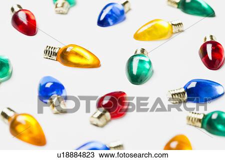 USA, Illinois, Metamora, colorful Christmas lights on white background, close-up View Large Photo Image Stock Image - USA, Illinois, Metamora, colorful Christmas lights on white background, close-up. Fotosearch