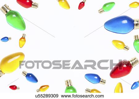 USA, Illinois, Metamora, colorful Christmas lights on white background View Large Photo Image Stock Photo - USA, Illinois, Metamora, colorful Christmas lights on white background. Fotosearch