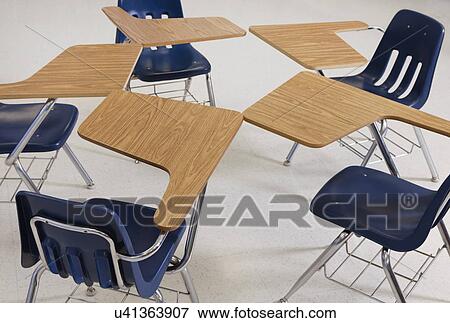 USA, Illinois, Metamora, Desks and chairs in classroom View Large Photo Image Stock Photo - USA, Illinois, Metamora, Desks and chairs in classroom. Fotosearch