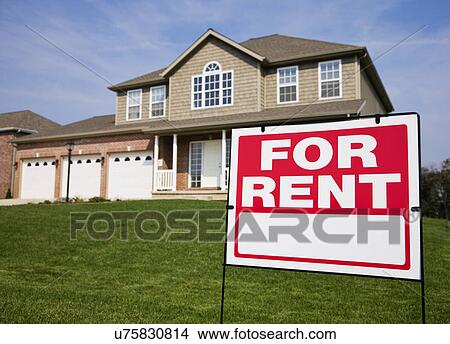 USA, Illinois, Metamora, For rent sign in front of house View Large Photo Image Picture - USA, Illinois, Metamora, For rent sign in front of house. Fotosearch