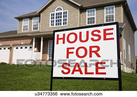 USA, Illinois, Metamora, For sale sign in front of house View Large Photo Image Stock Photograph - USA, Illinois, Metamora, For sale sign in front of house. Fotosearch