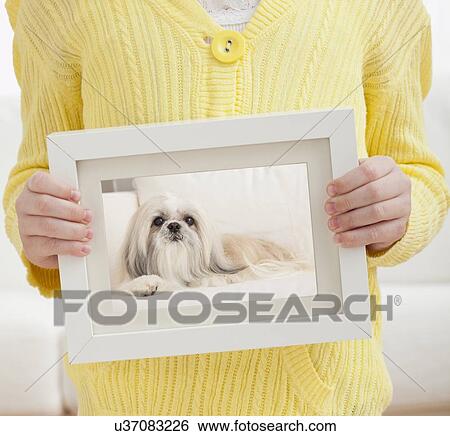 USA, Illinois, Metamora, Girl (6-7) holding photograph of dog View Large Photo Image Stock Photograph - USA, Illinois, Metamora, Girl (6-7) holding photograph of dog. Fotosearch