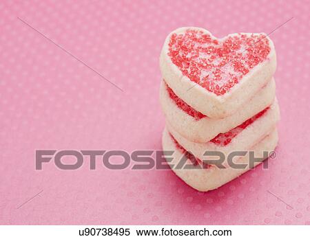 Stock Photography - USA, Illinois, Metamora, Heart-shaped candies. Fotosearch