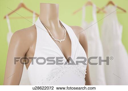 USA, Illinois, Metamora, Mannequin displaying white dress View Large Photo Image Stock Image - USA, Illinois, Metamora, Mannequin displaying white dress. Fotosearch