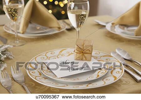 USA, Illinois, Metamora, Plate with small gift and greeting card View Large Photo Image Stock Photo - USA, Illinois, Metamora, Plate with small gift and greeting card. Fotosearch