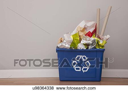 Stock Photo - USA, Illinois, Metamora, Recycling bin. Fotosearch