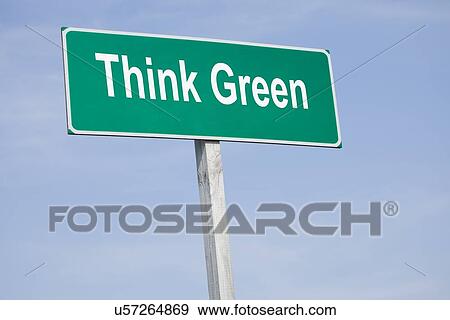 Stock Photo - USA, Illinois, Metamora, Sign with environmental phrase. Fotosearch