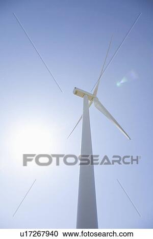 Stock Image - USA, Illinois, Wind turbine, low angle view. Fotosearch