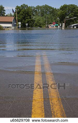 USA, Missouri, Road in flood View Large Photo Image Stock Photo - USA, Missouri, Road in flood. Fotosearch