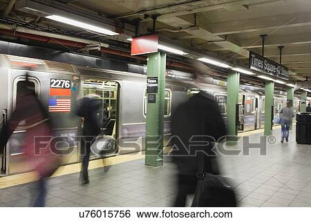 USA, New York State, New York City, Blurred people in New York's subway View Large Photo Image Stock Photograph - USA, New York State, New York City, Blurred people in New York's subway. Fotosearch