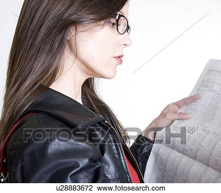 Woman reading newspaper View Large Photo Image Stock Image - Woman reading newspaper. Fotosearch