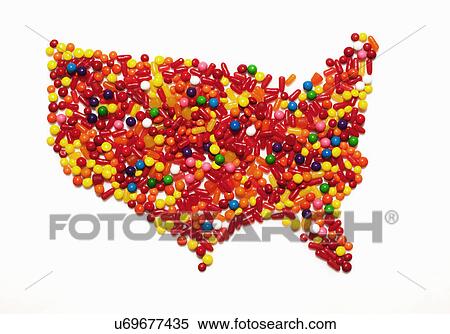 Stock Photography - Candy map of the United States of America. Fotosearch
