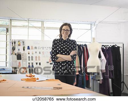 Fashion designer in fashion design studio, portrait View Large Photo Image Stock Photography - Fashion designer in fashion design studio, portrait. Fotosearch