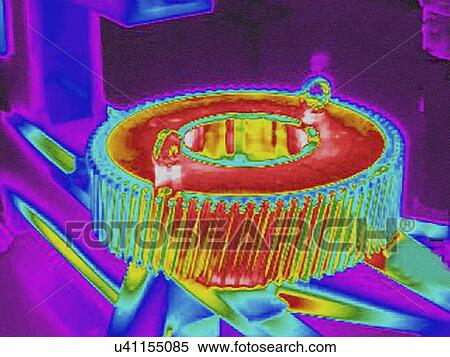 Stock Photography - Infra red heat image hot gears in factory. Fotosearch