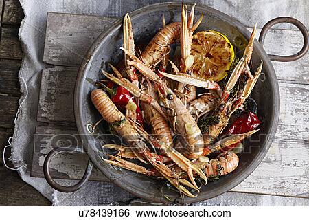 Pan of king prawns View Large Photo Image Stock Photograph - Pan of king prawns. Fotosearch