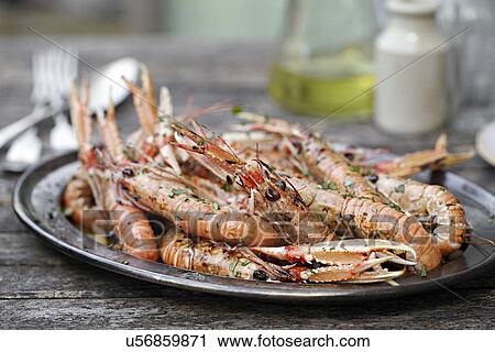 Plate of fresh prawns View Large Photo Image Stock Image - Plate of fresh prawns. Fotosearch