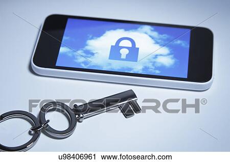 Secure smart phone. A key next to smartphone with a lock over a cloud on its screen. View Large Photo Image Stock Image - Secure smart phone. A key next to smartphone with a lock over a cloud on its screen.. Fotosearch
