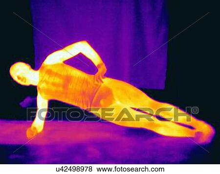Thermal image of young male athlete doing one arm push ups. The image shows the heat produced by the muscles View Large Photo Image Stock Photo - Thermal image of young male athlete doing one arm push ups. The image shows the heat produced by the muscles. Fotosearch