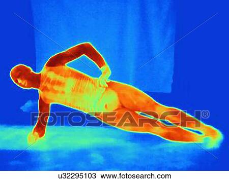Thermal image of young man doing one arm push ups. The image shows the heat produced by the muscles View Large Photo Image Stock Image - Thermal image of young man doing one arm push ups. The image shows the heat produced by the muscles. Fotosearch