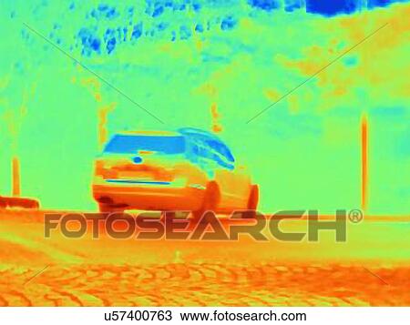 Thermal image revealing the heat of the tyres and exhaust of a speeding car View Large Photo Image Stock Image - Thermal image revealing the heat of the tyres and exhaust of a speeding car. Fotosearch