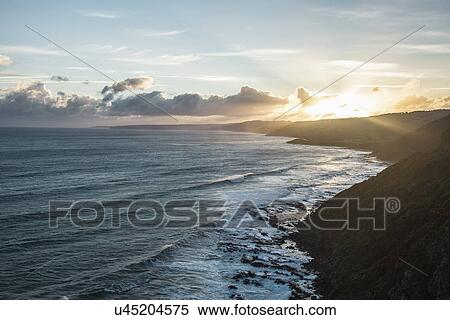 Stock Photography - View from the Great Ocean Road at sunset, Victoria, Australia. Fotosearch