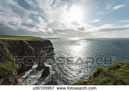 View of cliff coastline, Glenariff, County Antrim, Northern Ireland, UK View Large Photo Image Stock Photo - View of cliff coastline, Glenariff, County Antrim, Northern Ireland, UK. Fotosearch