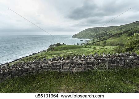 View of coastline, Glenariff, County Antrim, Northern Ireland, UK View Large Photo Image Picture - View of coastline, Glenariff, County Antrim, Northern Ireland, UK. Fotosearch