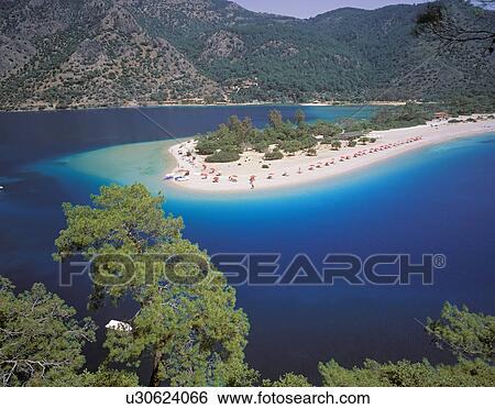 Stock Photograph - View of the Blue Lagoon, Oludeniz, Anatolia, Turkey. Fotosearch