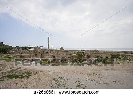 Stock Image - Archeological site of Carthage, Antonine Thermae, Tunis, Tunisia. Fotosearch