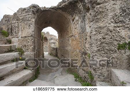 Stock Photography - Archway at Antonine Thermae, Tunis, Tunisia. Fotosearch